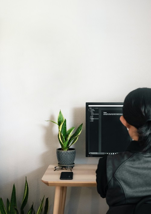 A girl working from home on her laptop